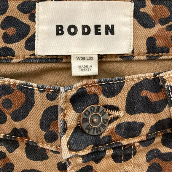 BODEN Leopard Animal Print Mid Rise Slim Leg Jeans Brown - Picture 8 of 14